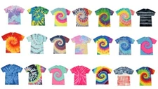 Tie Dye T-Shirts Multi-Color Kids & Adult Short Sleeve  Cotton Colortone