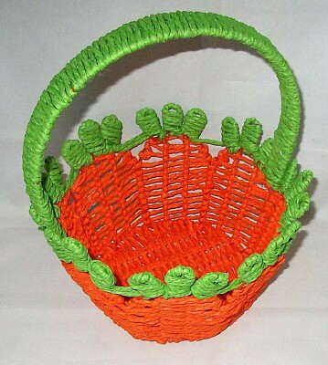 EASTER BASKET 8''Diameter x 9.5'' Tall  Orange/Green  Round