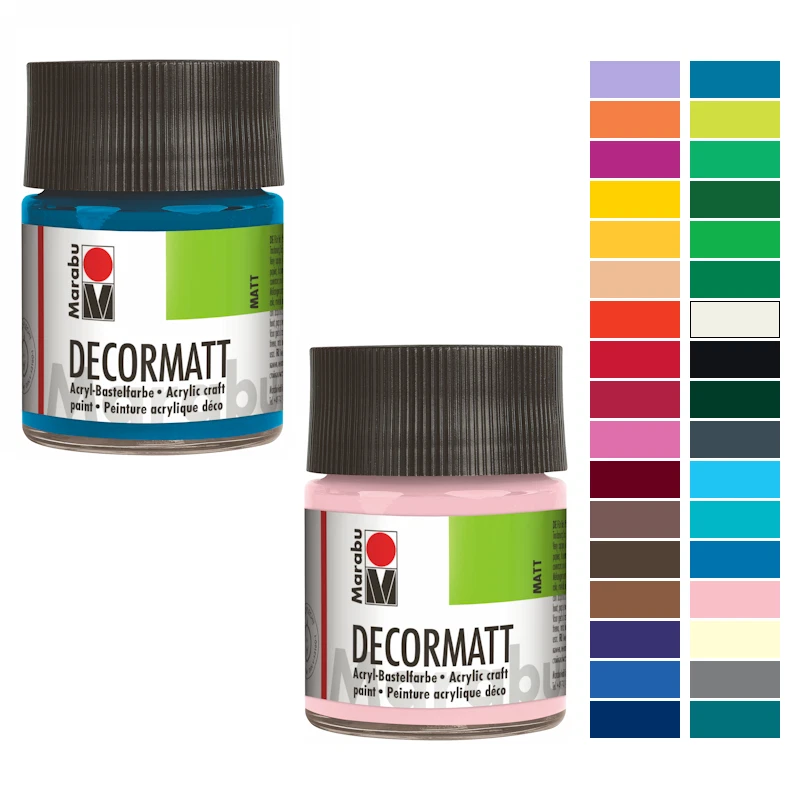 Marabu DECORMATT ACRYL 50ml-Glas Normalfarbtöne