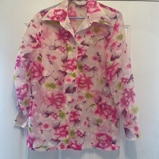 Vtg 70s Carol Henry All Over Print Pattern Shirt Hippie Disco Mod Dagger Floral