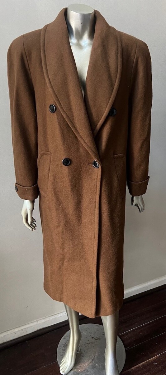 Double Breasted Retro Wool Vintage 90s Brown Midi Jacket
