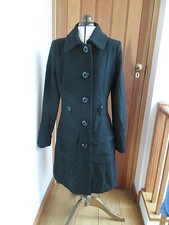 Miss Sixty Black Wool Look Blue Eyes Coat Xl New Large Buttons Warm Winter