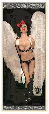 Death NYC ltd ed signed art bank note $1 USD one DOLLAR Victoria's Secret model