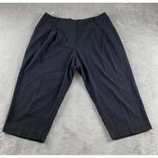 Worthington Black Cropped Pleated Wide Leg Dress Pants Women Size 16