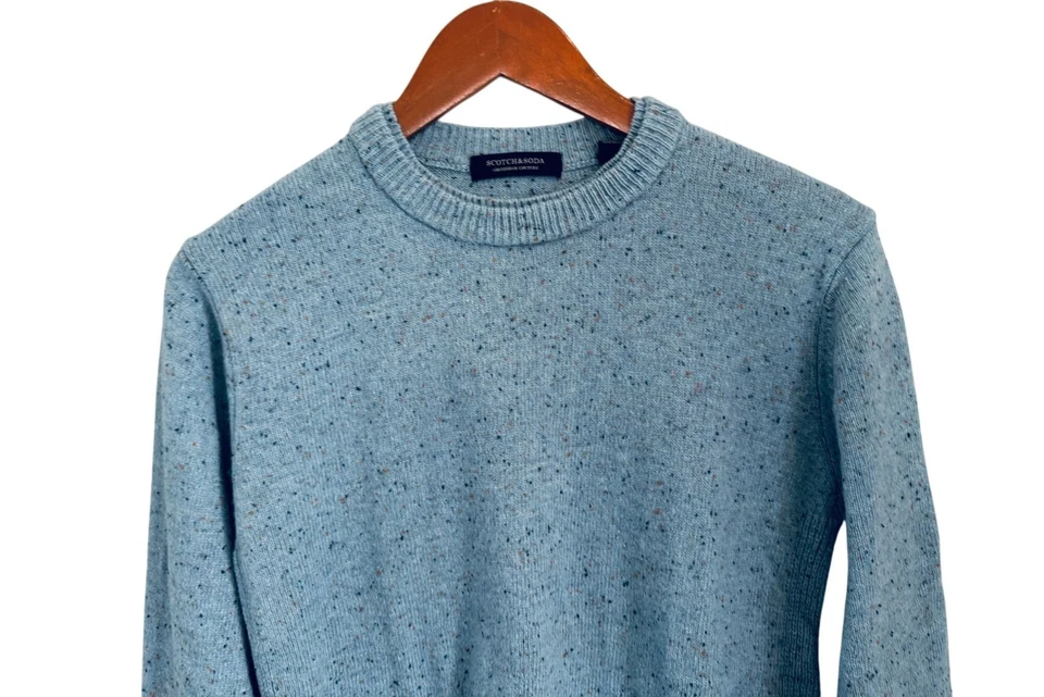 Pullover Scotch & Soda para hombre cuello redondo mezcla de lana azul claro beige bloque de color Foto 4 de 4