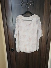 EUC Women's Elena Baldi Silk Lined Floral Boho Flowy Blouse Top Size Large