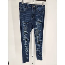 Vigoss Womens Sz 26 High Rise Ultra Distressed Skinny Blue Jeans