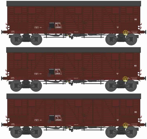 Ree Modeles WB910 Set de 3 wagons TP Couvert pour Primeurs, 4 portes, SNCF, ep.I - Picture 7 of 7
