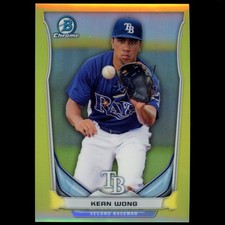 2014 Bowman Chrome #159 Kean Wong Prospects RC Mini Yellow Refractor SP #07/25