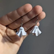Cute Halloween Ghost Drop Earrings for Women Girls Spooky Party Jewelry Gift