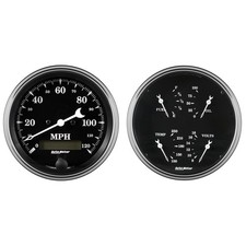 Autometer 1703 2 Pc. Gauge Kit 5 Quad Speedometer 240-33 O Old Tyme Black Autometer 1703 2 Pc. Gauge Kit 5 Quad Speedometer 240-33 O Old Tyme Black