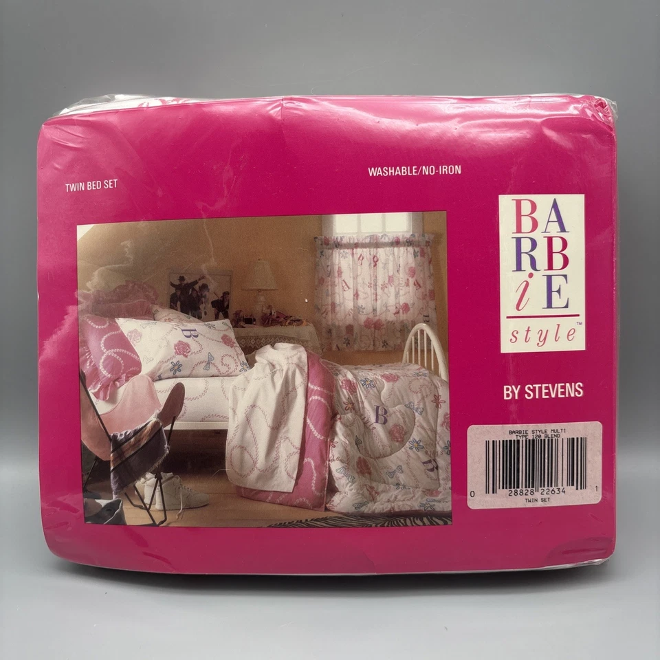 Juego de sábanas gemelas estilo Barbie Stevens vintage 4 piezas ¡NUEVO! Funda de almohada plana ajustada Foto 2 de 4