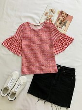 V BY VERY Bluse Gr. 40 / UK 12 Rot Kariert Vi...