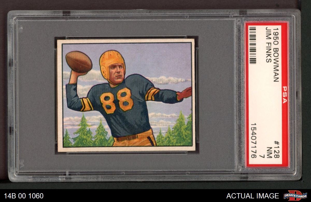 1950 Bowman #128 Jim Finks Steelers RC Tulsa PSA 7 - NM
