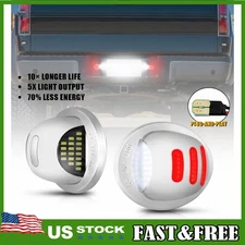2x Rear Red & White LED License Plate Light Fit Ford F-150 F-250 Lincoln Mark LT