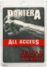 Pantera 1992 Vulgar Display of Power Concert Tour Laminated Backstage Pass 