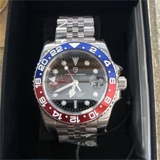 Pagani Design GMT Automatic Black Dial Blue/Red Bezel SS Bracelet 100m Box