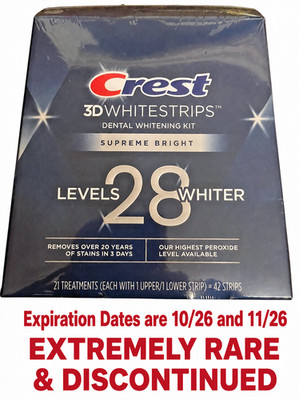 CREST 3D White SUPREME Bright Whitestrips Tooth Whitening Strips Level 24/28 NEW
