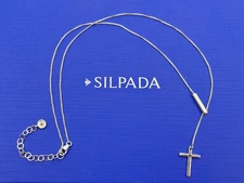 Silpada .925 Sterling, CROSSED OFF Lariat Necklace Adjustable Slide, 2" Extender