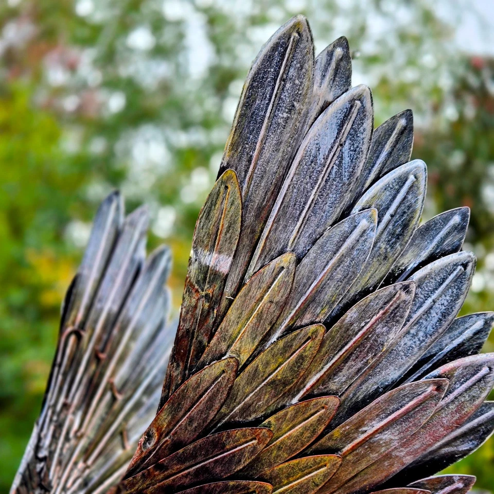Escultura de jardín de águila calva de metal - decoración grande de patio al aire libre, patriótica americana Foto 3 de 4