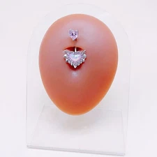 Pink Heart Belly Button Ring Ear Bone Nail Nose Clip Lip Piercing Jewelry