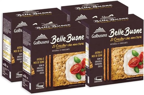 4X Galbusera Belle Buone Cracker Integrali con Avena, Semi Papavero e Zucca 200g - Foto 1 di 3