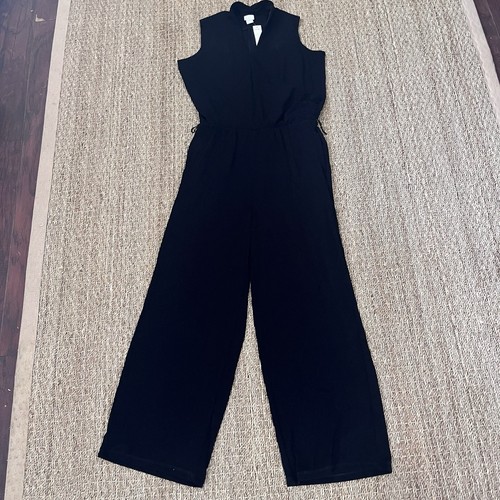 Chico’s Travelers Black Sleeveless Wrap Jumpsuit Size 2 Medium