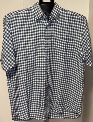 Robert Talbott Tailored Plaid Short Sleeve Button Down - Medium