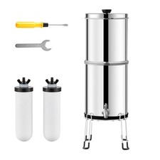2.25G Gravity-fed Water Filter Countertop System Stainless Steel 2 Filters