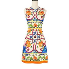 Dolce & Gabbana Majolica Jacquard Short Dress Sleeveless Multicolor Women Japan