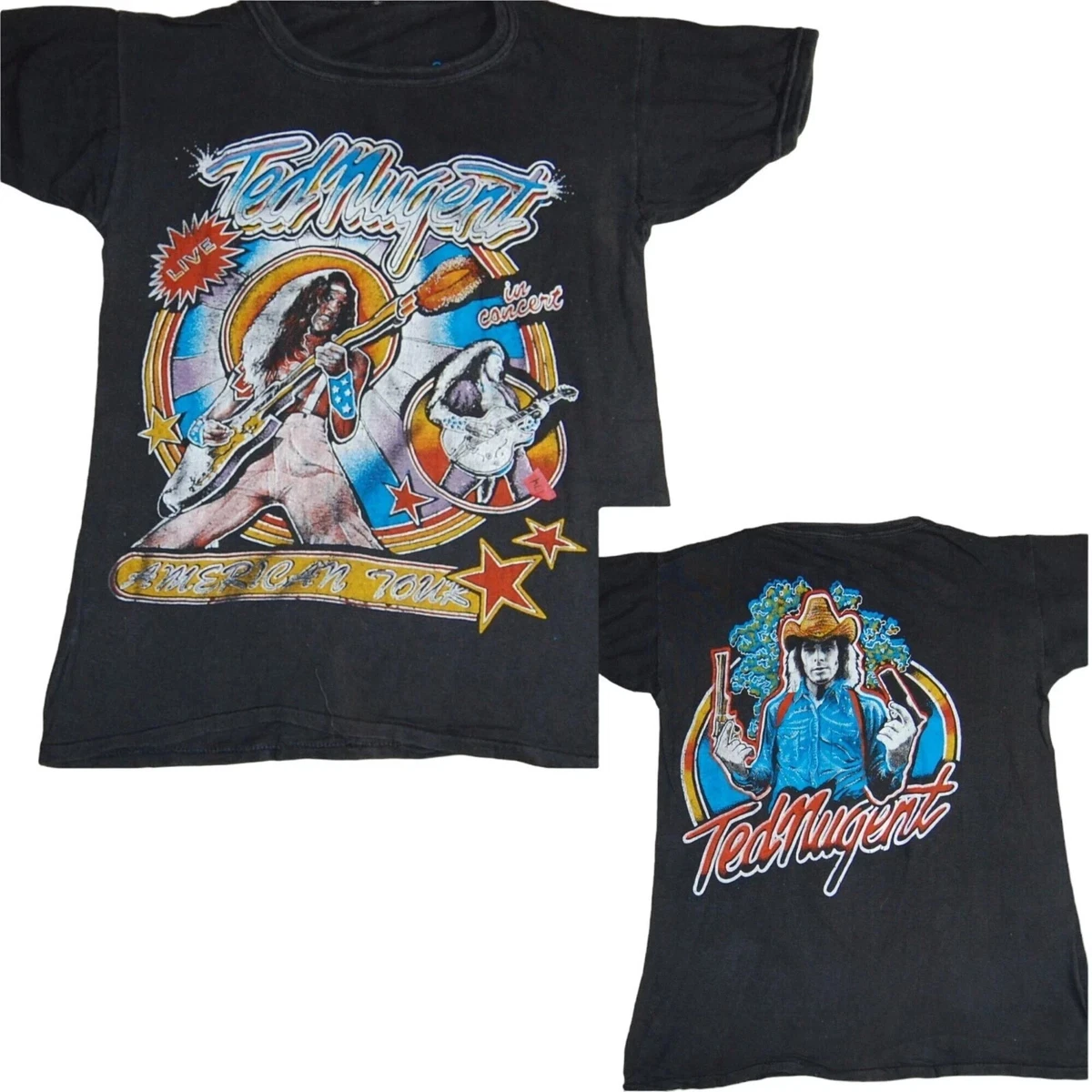 T-Shirt Ted Nugent 'Gonzo' Manches Courtes Noir - Toutes Tailles - Neuf Avec Étiquettes - Fabriqué USA