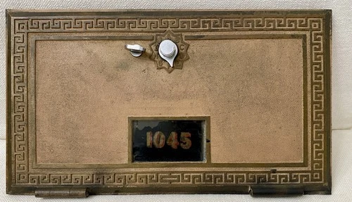 Vintage 11 X 6 Brass Postal Mail Box Door Federal Equipment Co. 1956 No . 1045