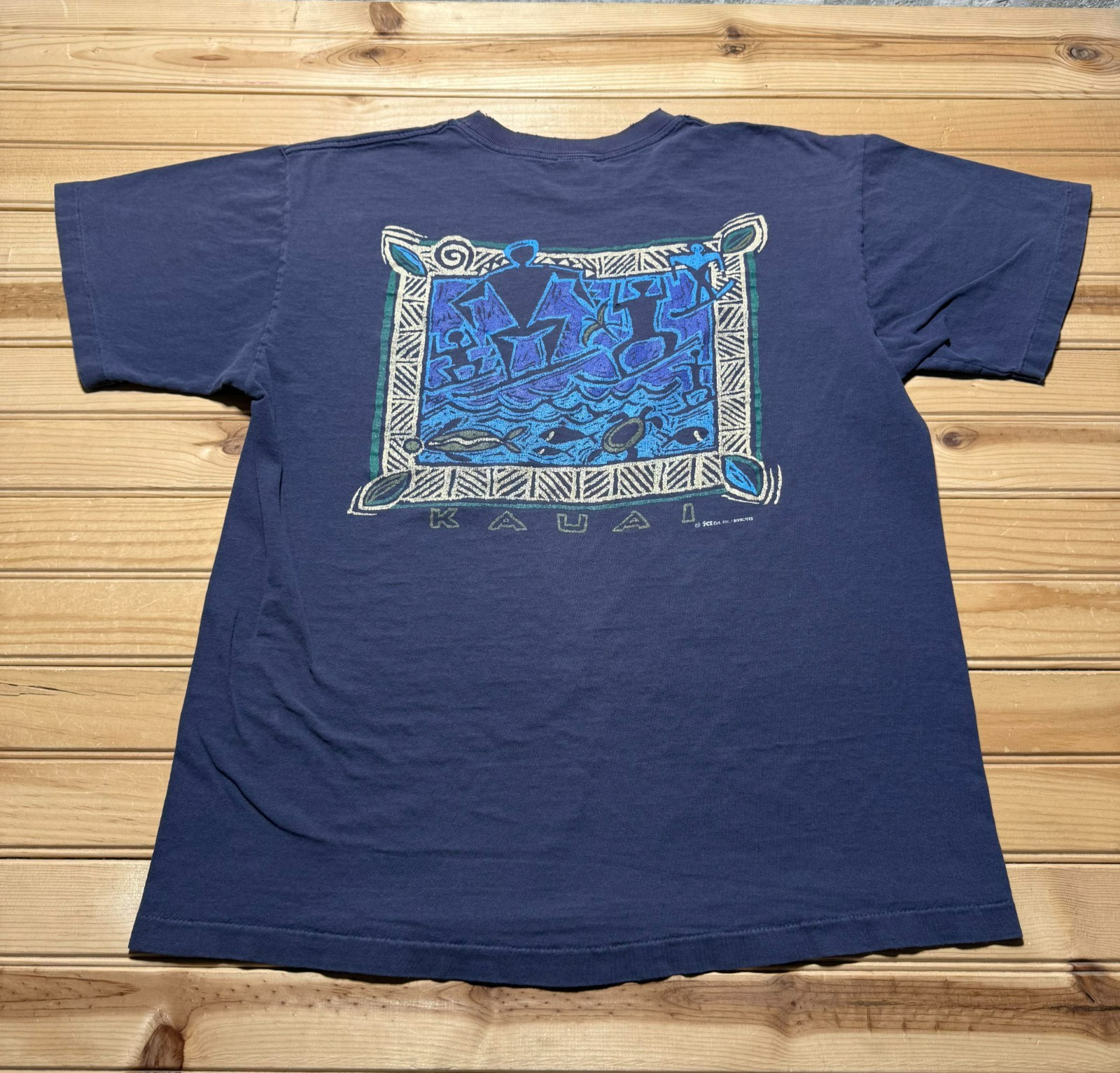 Vintage 80s 90s Kauai Hawaii Surf Skater Art Single Stitch Souvenir Shirt Large