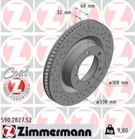 2X Bremsscheibe Sport Z Zimmermann 590.2827.52 FüR Prado Land Cruiser Toyota 5