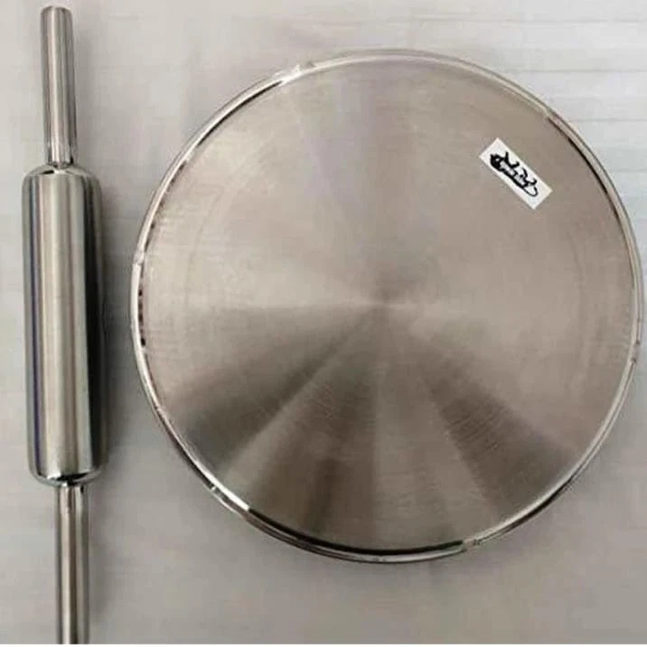 Rolling Pin & Board Stainless Steel Silver Chapati Roti Maker