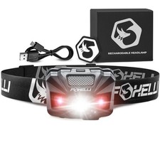 Foxelli USB Rechargeable Headlamp Flashlight - 180 Lumen, up to 40 Hours of
