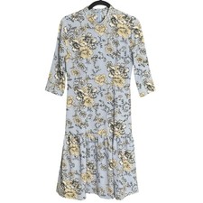 JDY ASOS Blue Beige Floral Ruffle Hem Mid Length Dress Size Small New