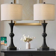 Oneach 28" Modern Table Lamps Set of 2 for Living Room, Bedside Lamps with US...