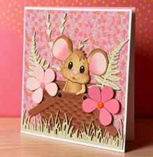 Metal Cutting Dies Mouse Die Flowers Cute Mice Large Basket Card Making Crafts 