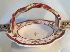 Fitz and Floyd Woodland Holiday Tea Serving /Display Dish w/Handle 9" x 5"
