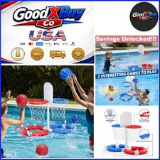 Double Pool Basketball Hoop with Backboard 2-in-1 Ring Toss Family Fun
