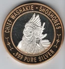 WASHAKIE NATIVE AMERICAN SERIES .999 FINE SILVER LIMITED TEN DOLLAR GAMING TOKEN