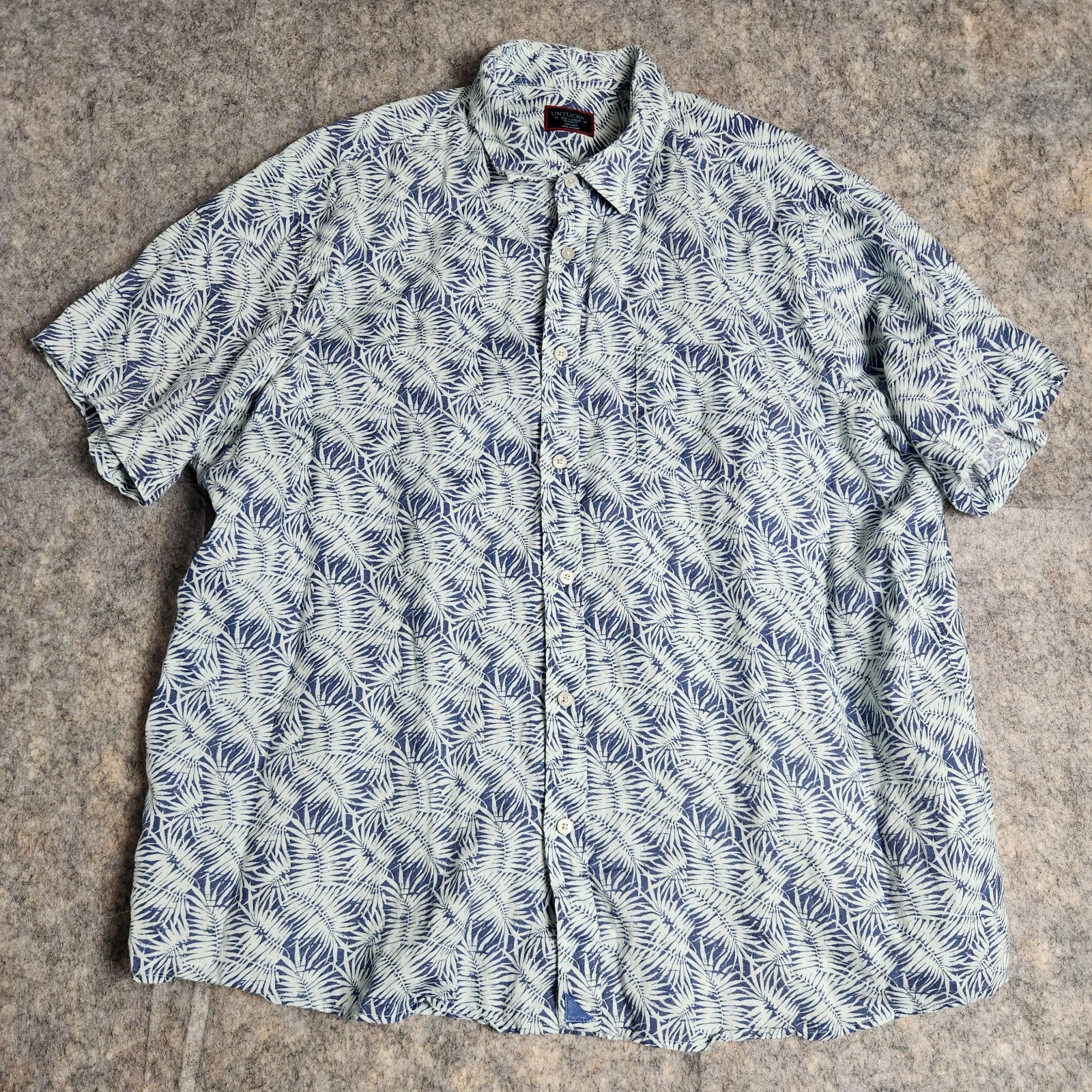 UNTUCKit Linen Shirt Driscoll Men 2XL XXL Blue Tropical Floral Print Button Up