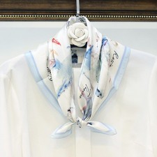   White Ballet Paisley Print 100 Mulberry Silk Shawl Scarf Necktie Kerchief 21"