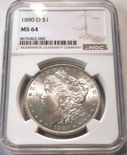 1880 O $1 NGC MS 64 Morgan Silver Dollar, Better Semi-KEY Date Uncirculated Coin