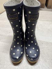 Joules Molly Welly Navy Polka Dot Mid-Calf Rain Boots Women's US 5 UK 3 EU 36
