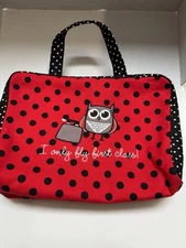 I Only Fly First Class Red Handbag With Black Polkadots