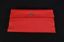 Women's Vintage Red Vinyl Folding Vanity Travel Case Portable Mirror