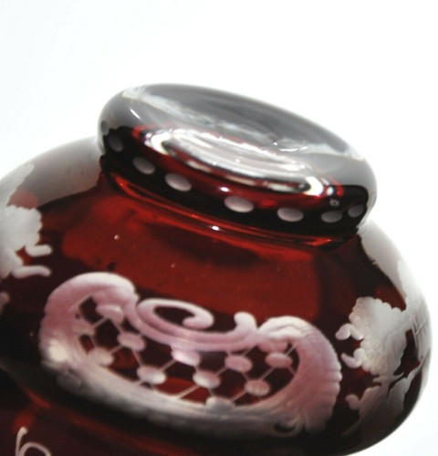 Egermann Ruby Cut to Clear Glass Toothpick Holder - Picture 4 of 4