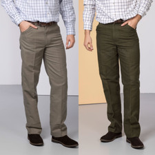 Men's Moleskin Trousers Olive Green or Tan Beige Cotton Trouser Pants by Rydale